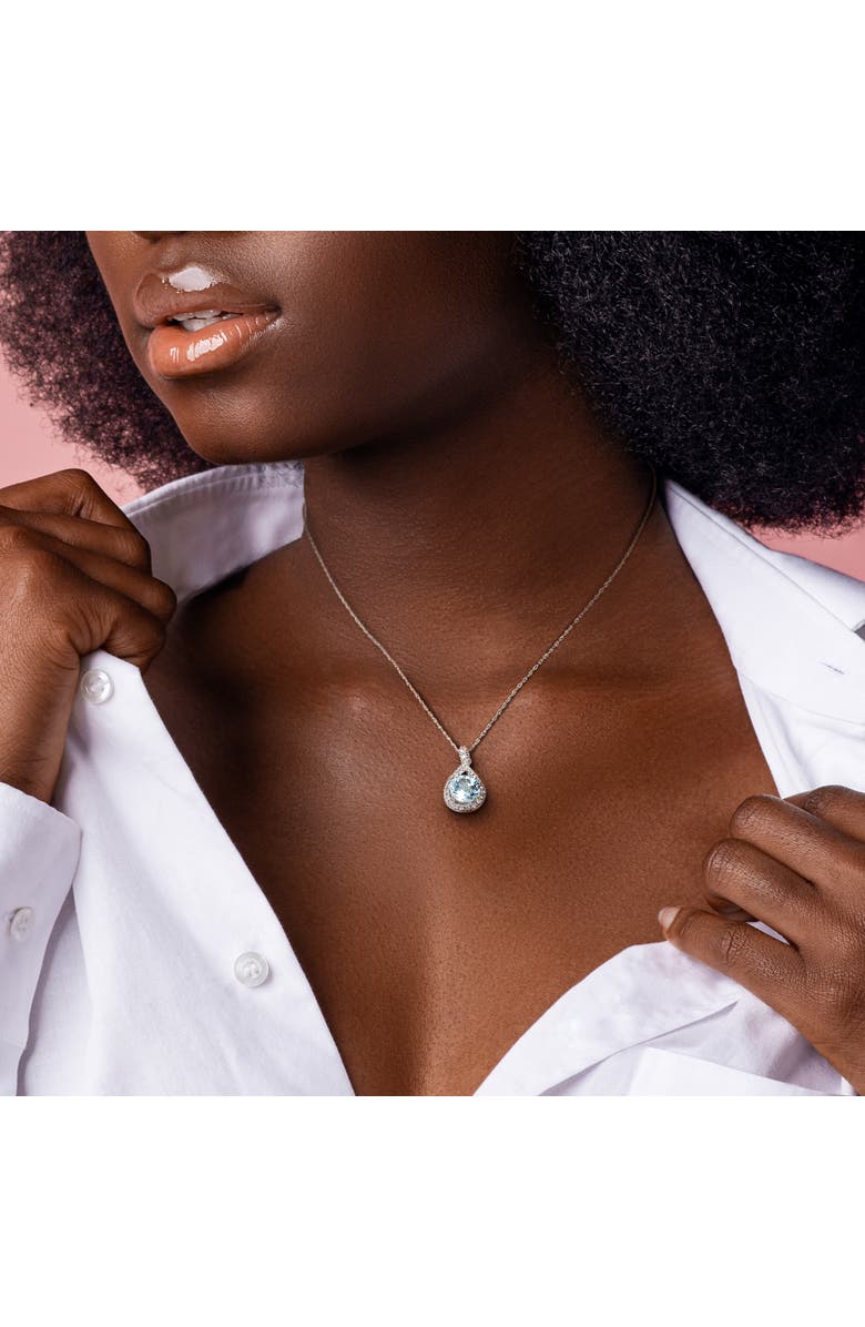 Julianna B. Gemstone & Diamond Teardrop Necklace 10K, Alternate, color, Aquamarine