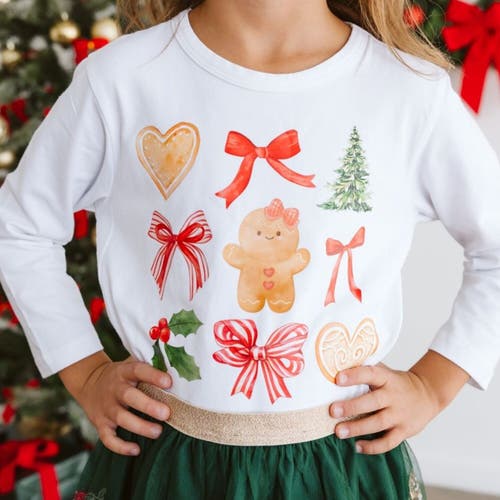 Sweet Wink Gingerbread Cutie Christmas Long Sleeve Shirt In White