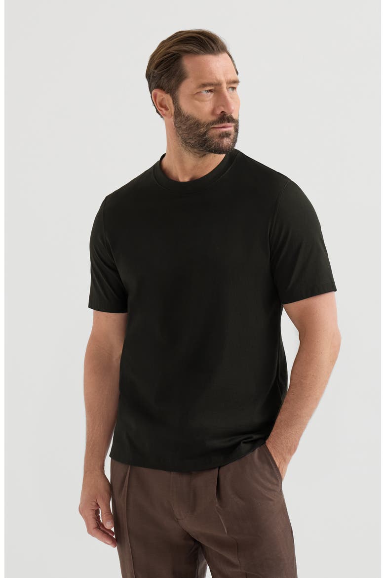 Cotton jersey crew neck T-shirt, Main, color, Black