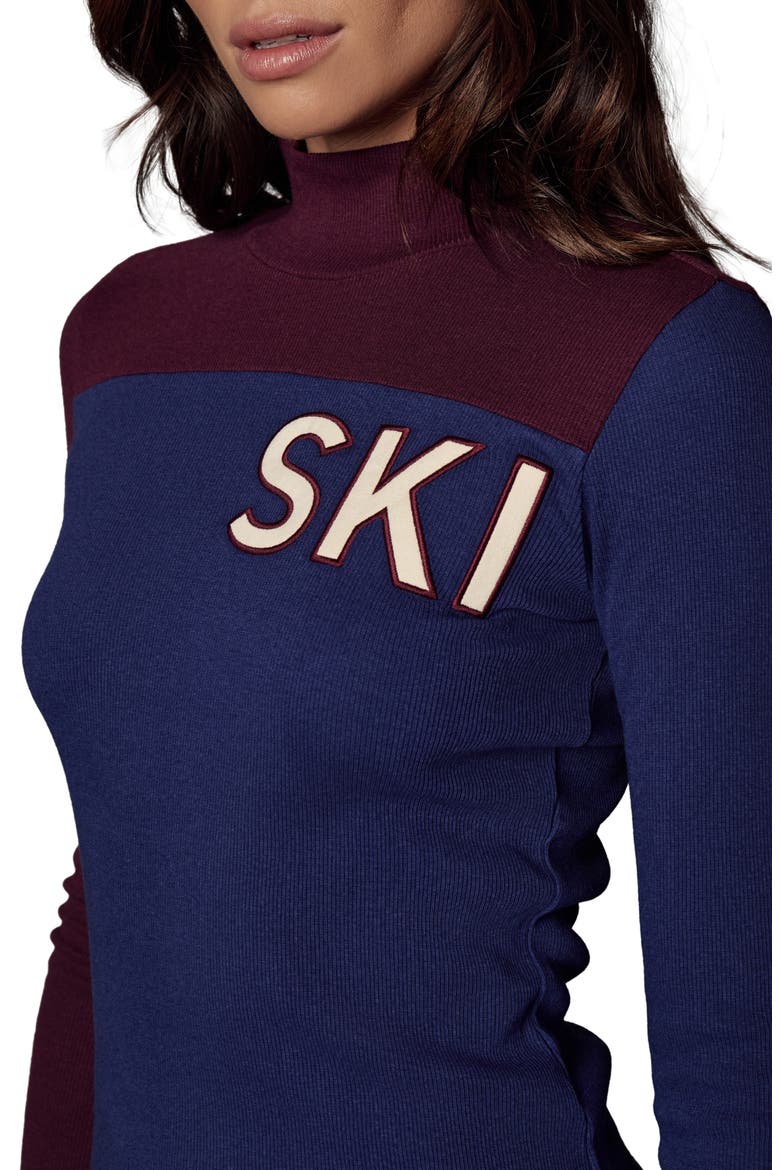 Fallon Mock Neck Rib Top, Alternate, color, DEEP BLUE