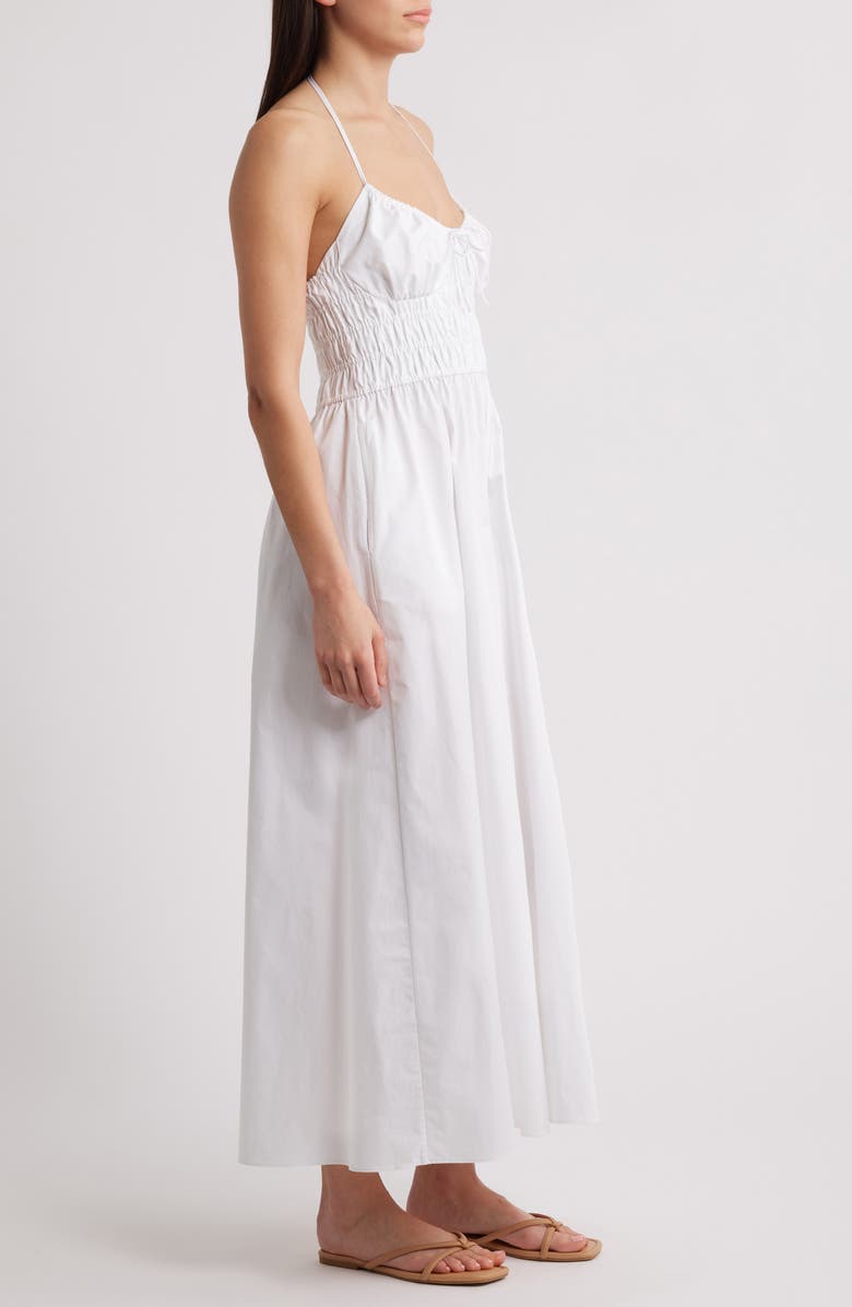 Solid & Striped The Lolita Smocked Cotton Cover-Up Halter Dress, Alternate, color, Optic White