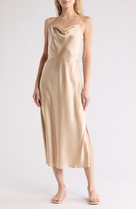 Satin Cowl Neck Dress