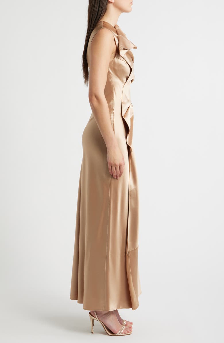 Acler Werona One-Shoulder Satin Gown, Alternate, color, Champagne