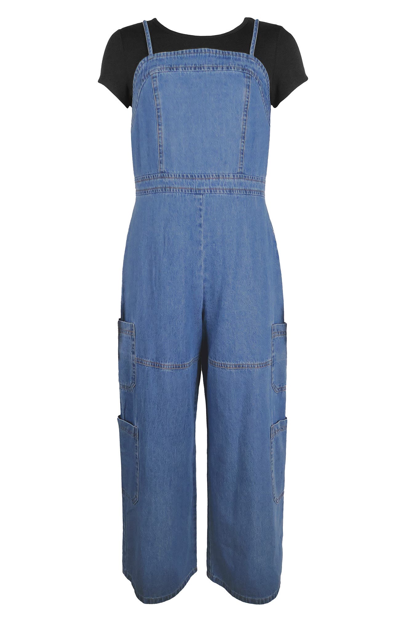 Zunie Kids' Denim Jumpsuit & T-Shirt Set