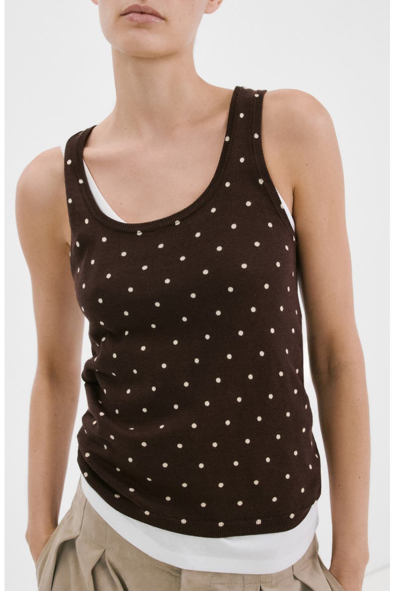 Polka Dot Knit Top, Main, color, CHOCOLATE