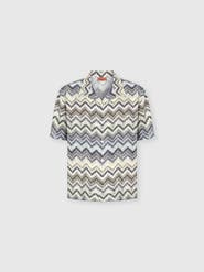 UM Bowling Shirt In Viscose With Dashed Zigzag Print