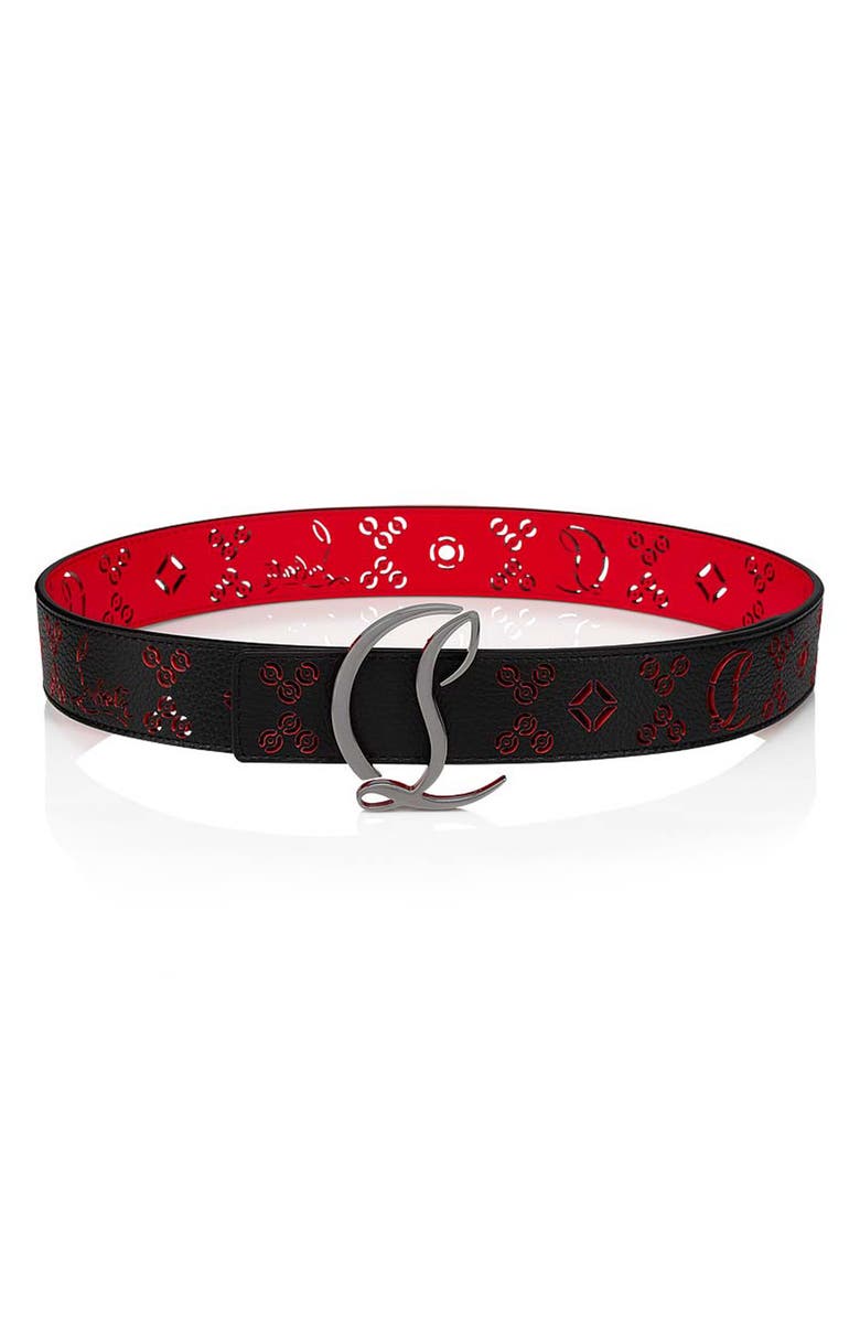 Christian Louboutin CL Logo Loubinthesky Leather Belt, Main, color,
