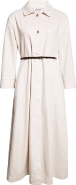 Max Mara Amelia Belted Long Sleeve Stretch Cotton Shirtdress