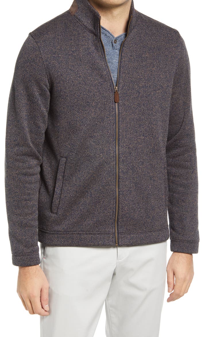 Full Zip Sweatshirt, Alternate, color, NAVY/ BROWN