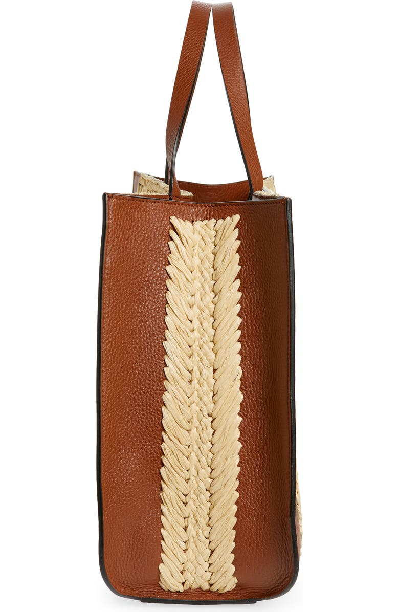 Valentino Garavani VLOGO Woven Raffia & Leather Tote, Alternate, color,