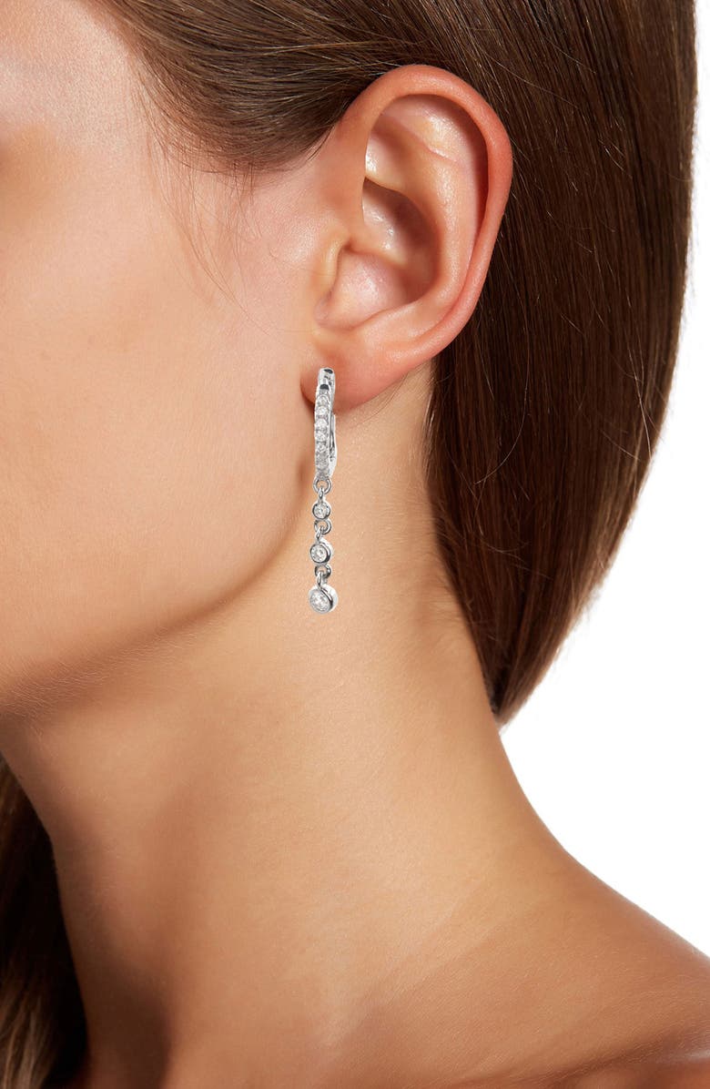 SAVVY CIE JEWELS Sterling Silver Bezel CZ Drop Earrings, Alternate, color, 