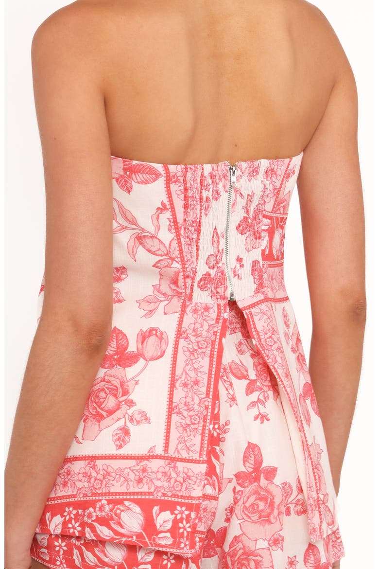 Rosemarie Border Print Strapless Top, Alternate, color, ROSE TILE