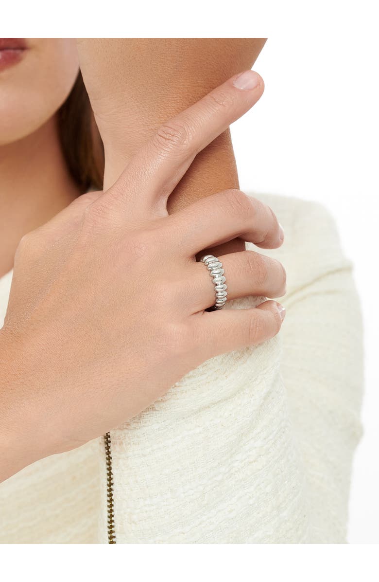DEVATA Puffy Ribbed Ring in Rhodium Plated Sterling Silver, Alternate, color, Silver