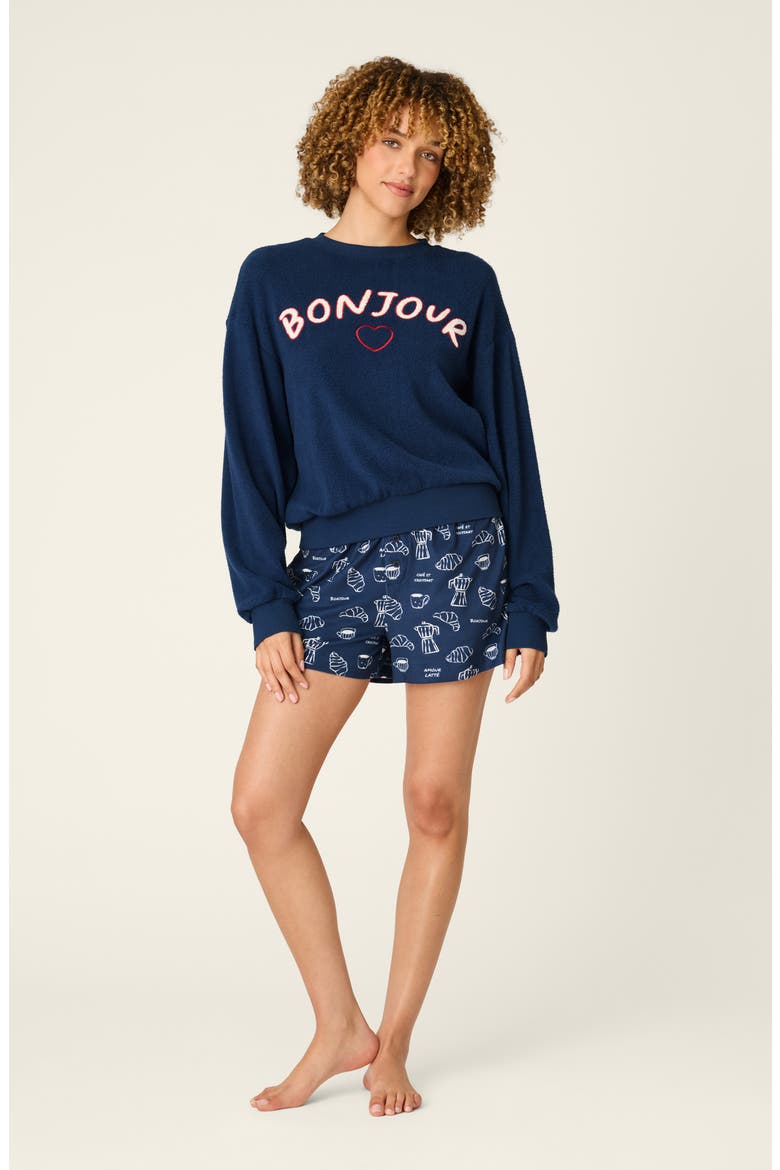 Bonjour Graphic Sweatshirt, Alternate, color, DEEP NAVY
