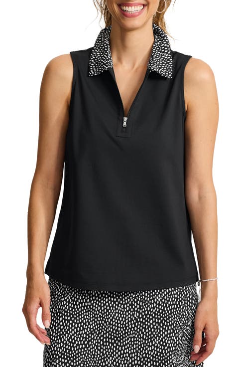 Aubrey Geo Tide Sleeveless Performance Polo