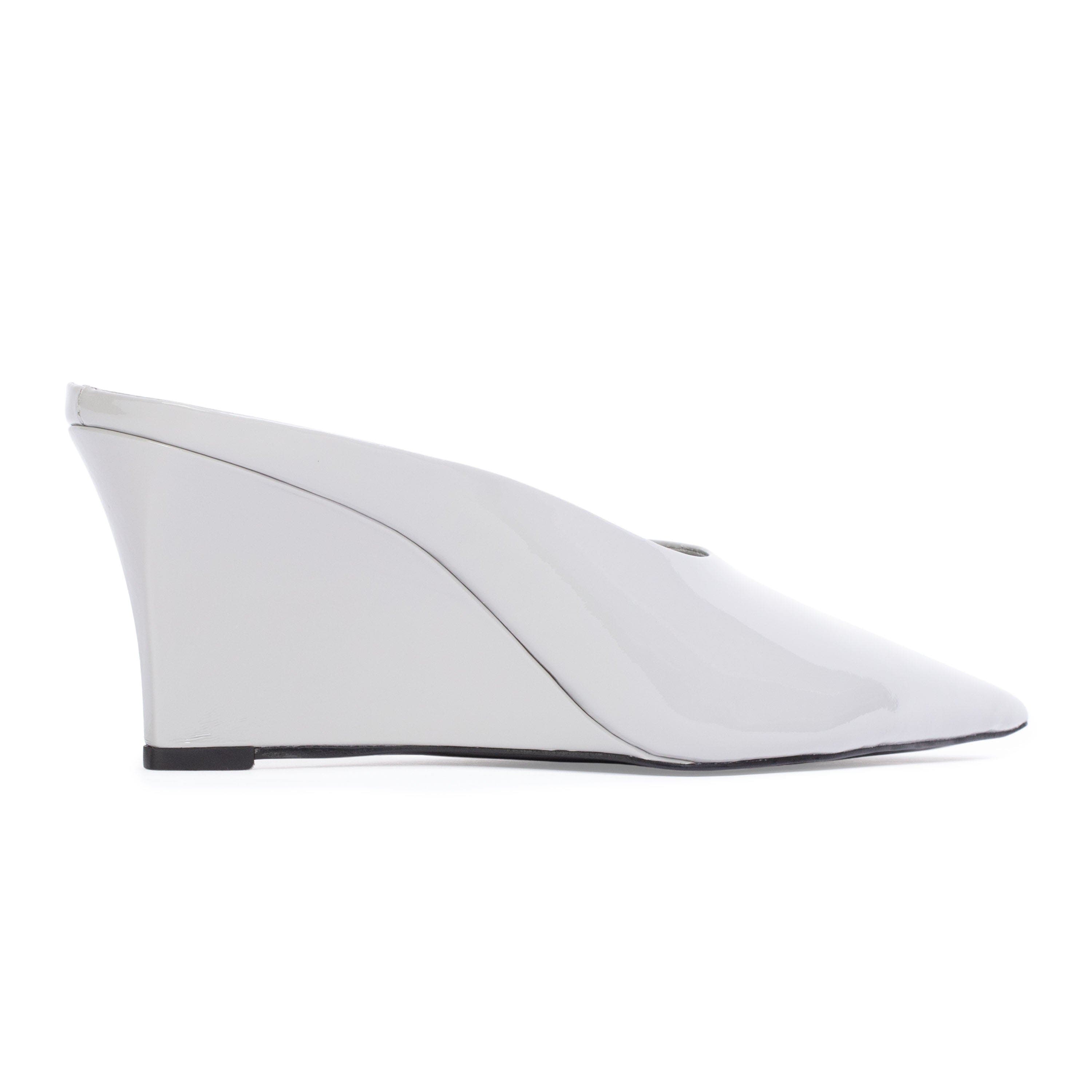 BLACK SUEDE STUDIO Aysha 70 Wedge, Alternate, color, Grey Patent Leather