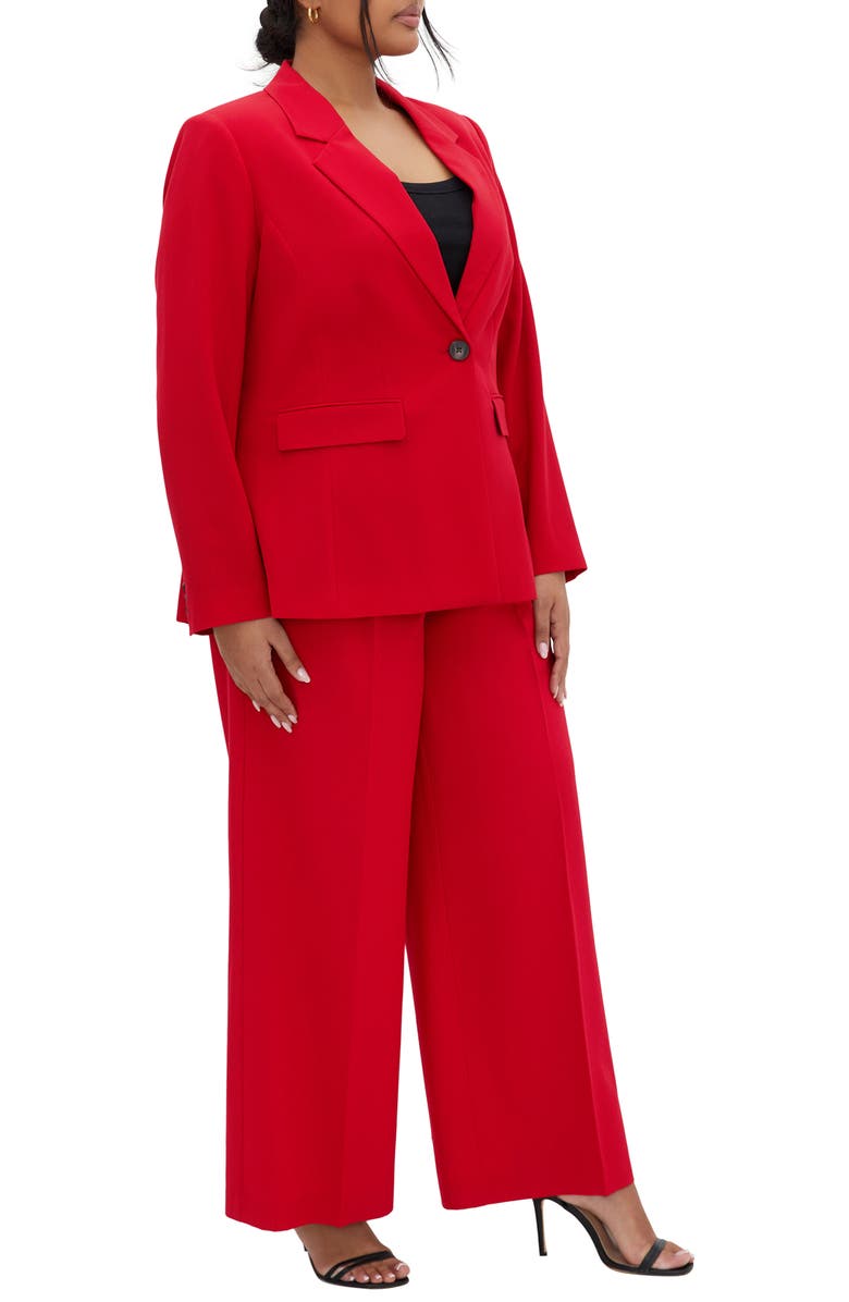 City Chic Clea One-Button Blazer, Alternate, color, Red