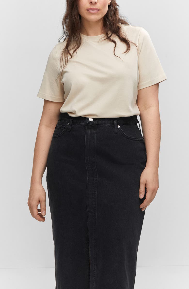 MANGO Denim Midi Skirt, Alternate, color,