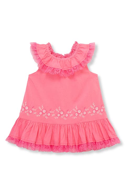 Embroidered Lace Trim Cotton Dress (Baby)