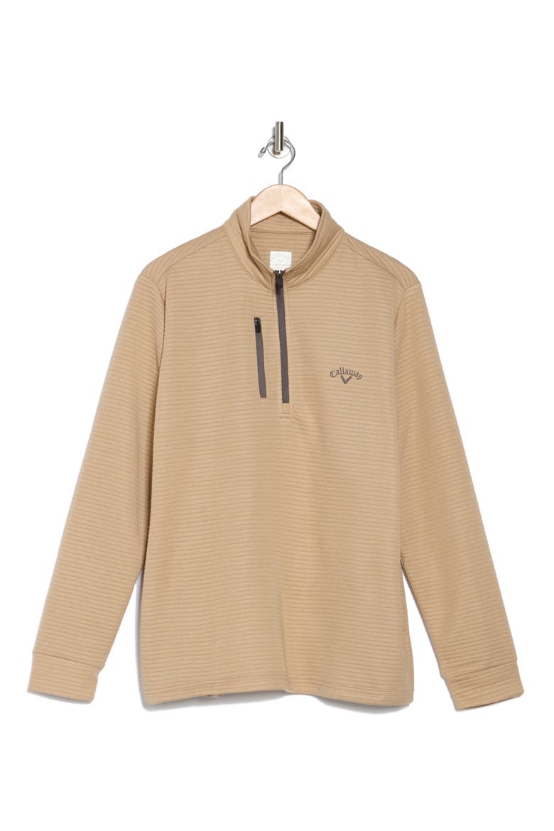Ottoman Heather Quarter Zip Golf Pullover, Alternate, color, KHAKI HEATHER