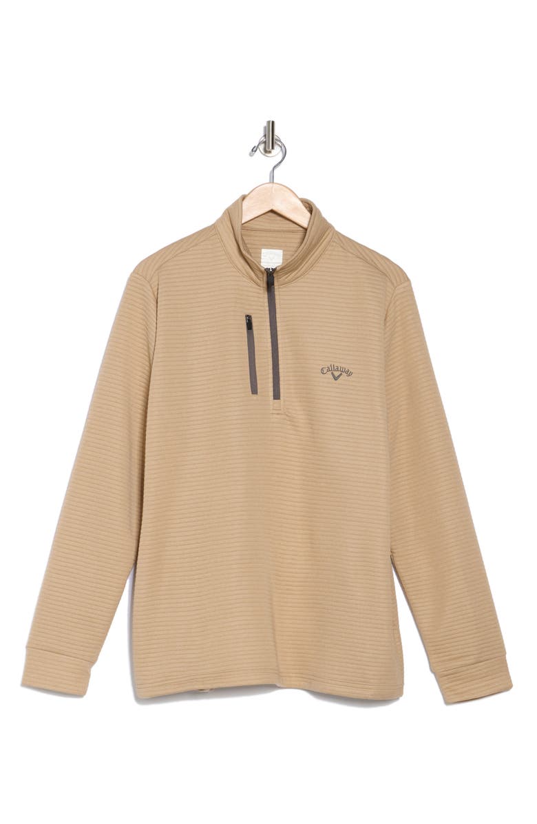 Callaway Golf<sup>®</sup> Ottoman Heather Quarter Zip Golf Pullover, Alternate, color, Khaki Heather