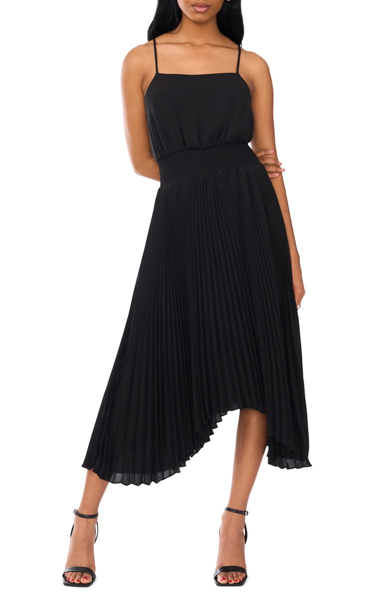 Halogen<sup>®</sup> Pleated Sharkbite Hem Midi Dress, Main, color, 