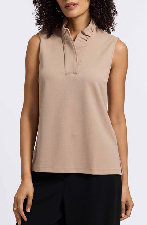 Tammy Ruffle Collar Crepe Sleeveless Top