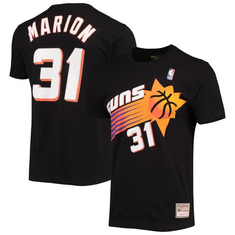Men's Mitchell & Ness Shawn Marion Black Phoenix Suns Hardwood Classics Stitch Name & Number T-Shirt
