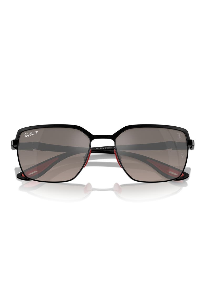 58mm Gradient Polarized Square Sunglasses, Alternate, color, BLACK/ GREY GRADIENT