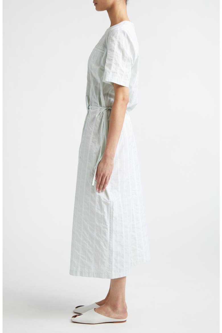 Renata Stripe Cinched Cotton Poplin Dress, Alternate, color, MIST/ WHITE