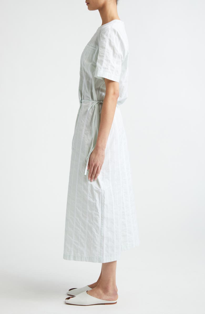 LOULOU DE SAISON Renata Stripe Cinched Cotton Poplin Dress, Alternate, color, Mist/ White