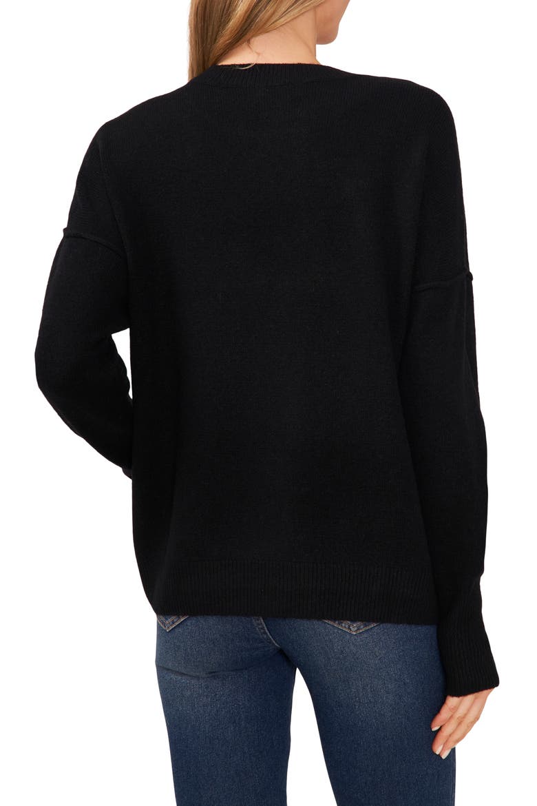 Love Beaded Crewneck Sweater, Alternate, color, RICH BLACK