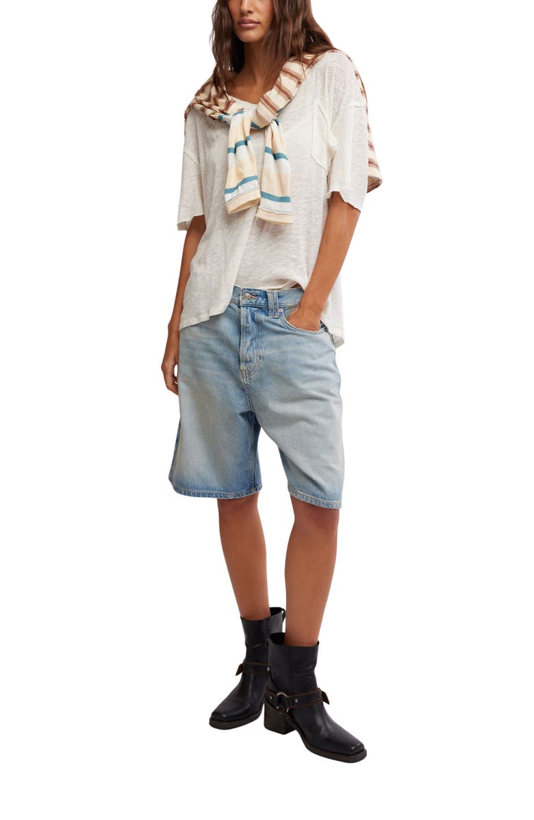 Free People Montana Denim Bermuda Shorts, Alternate, color, Cowgirl Blues