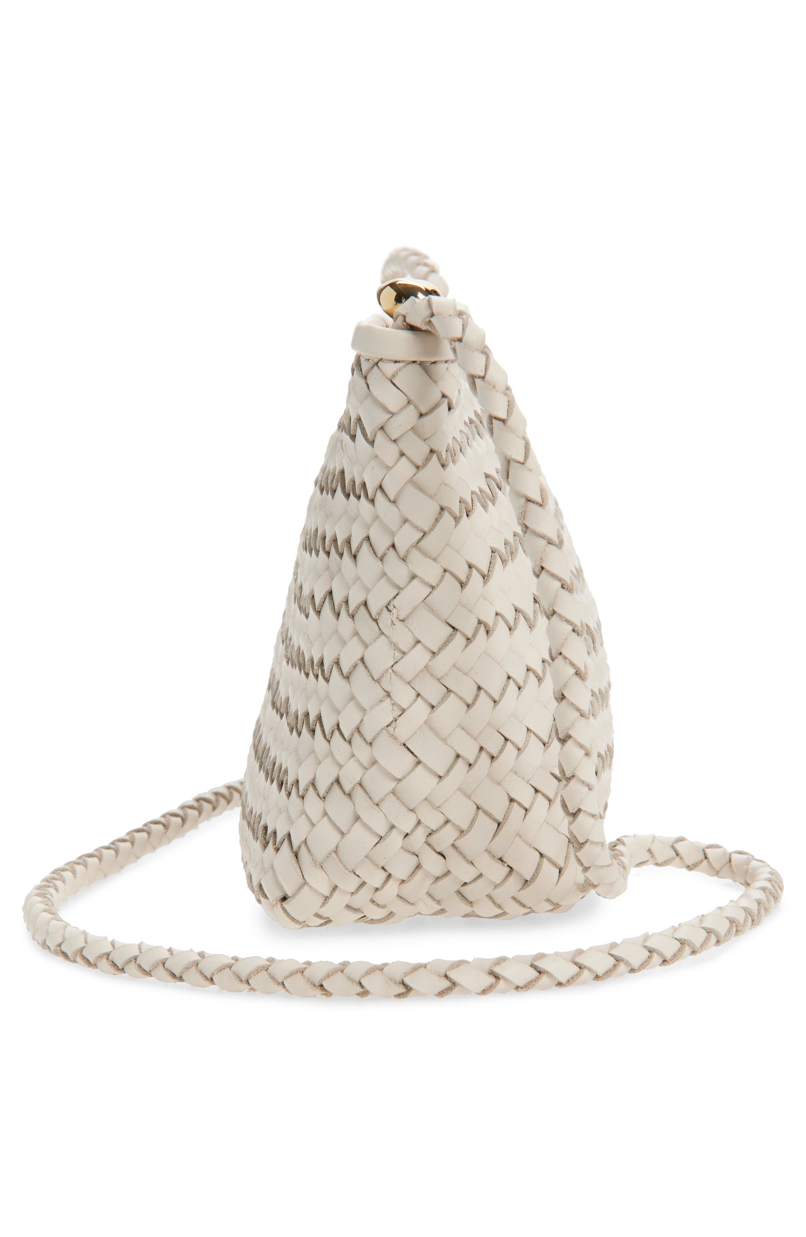 The Signature Woven Leather Crossbody Bag, Alternate, color, VINTAGE MUSLIN
