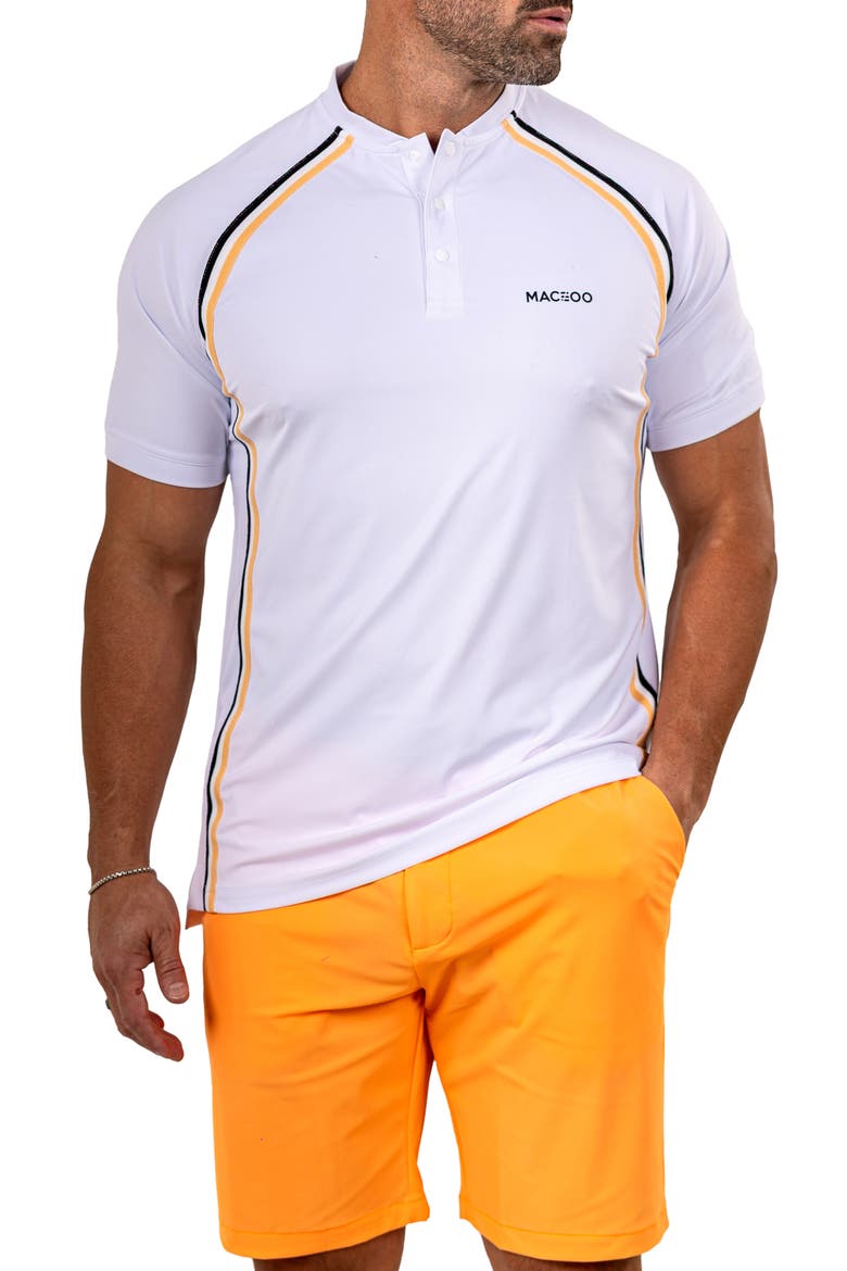 Band Collar Golf Shirt, Alternate, color, WHITE