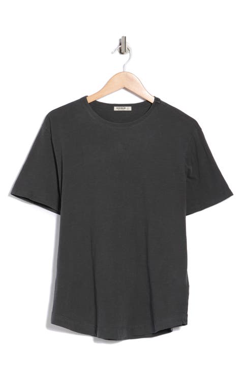Pima Cotton Slub Curved Hem T-Shirt