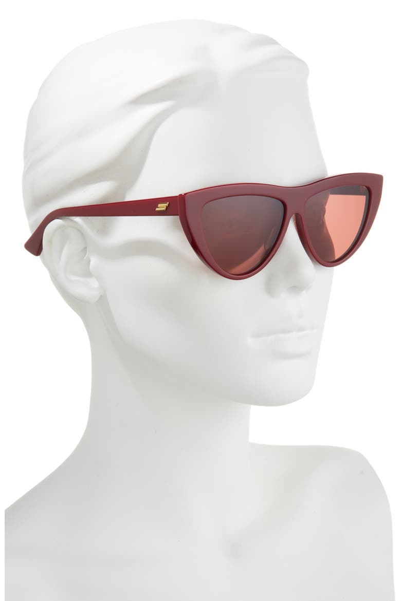 57mm Cat Eye Sunglasses, Alternate, color, BURGUNDY RED