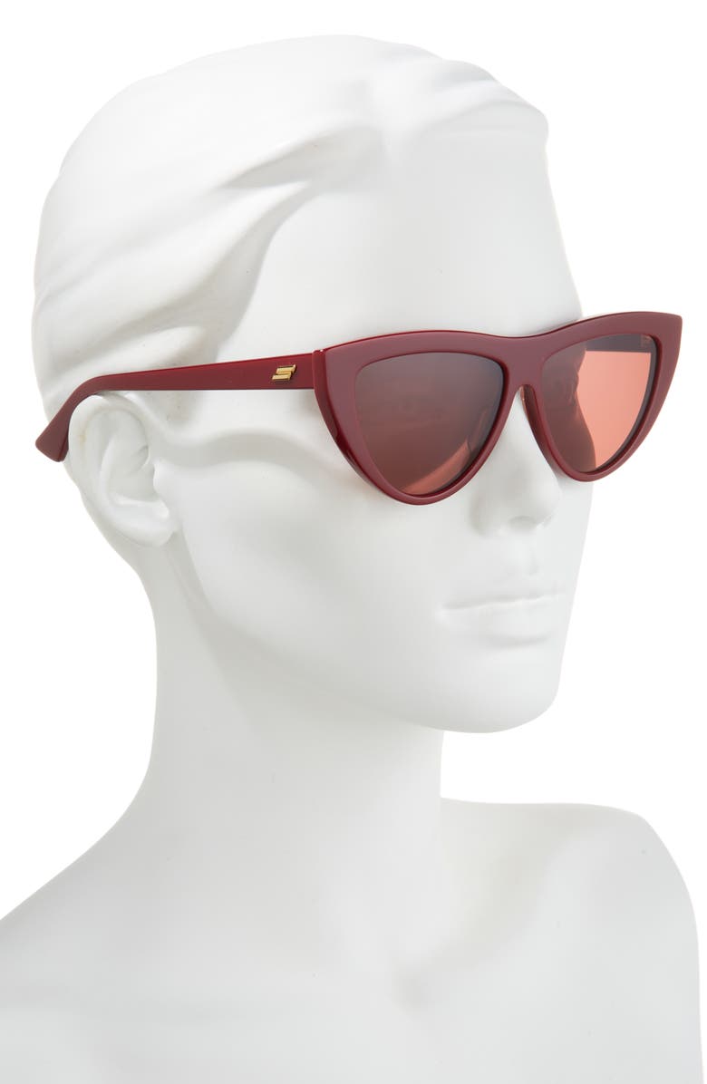 Bottega Veneta 57mm Cat Eye Sunglasses, Alternate, color, Burgundy Red