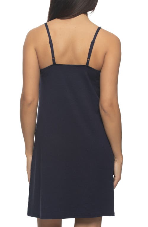 Felina Women's Desiree Short Sleeves With Lace Trim Chemise Sleepwear In Eclipse