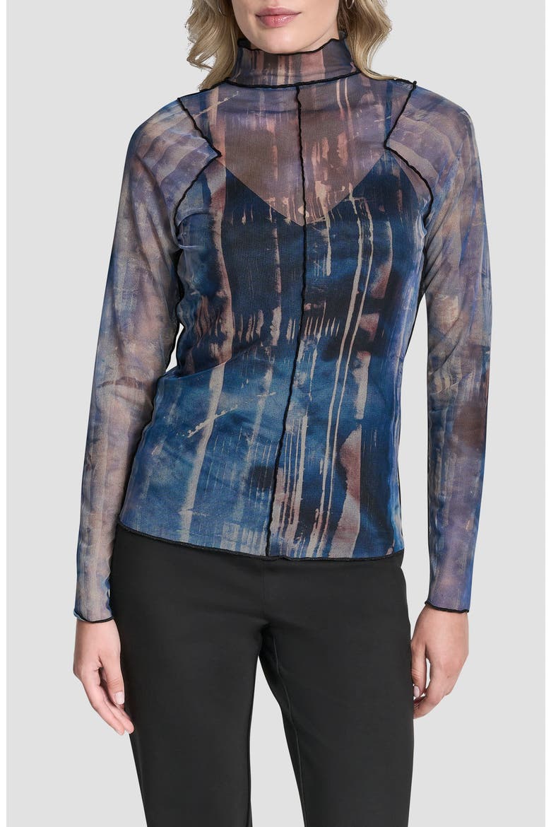 Printed Exposed Seam Mesh Top, Main, color, HUDSON LIGHTS