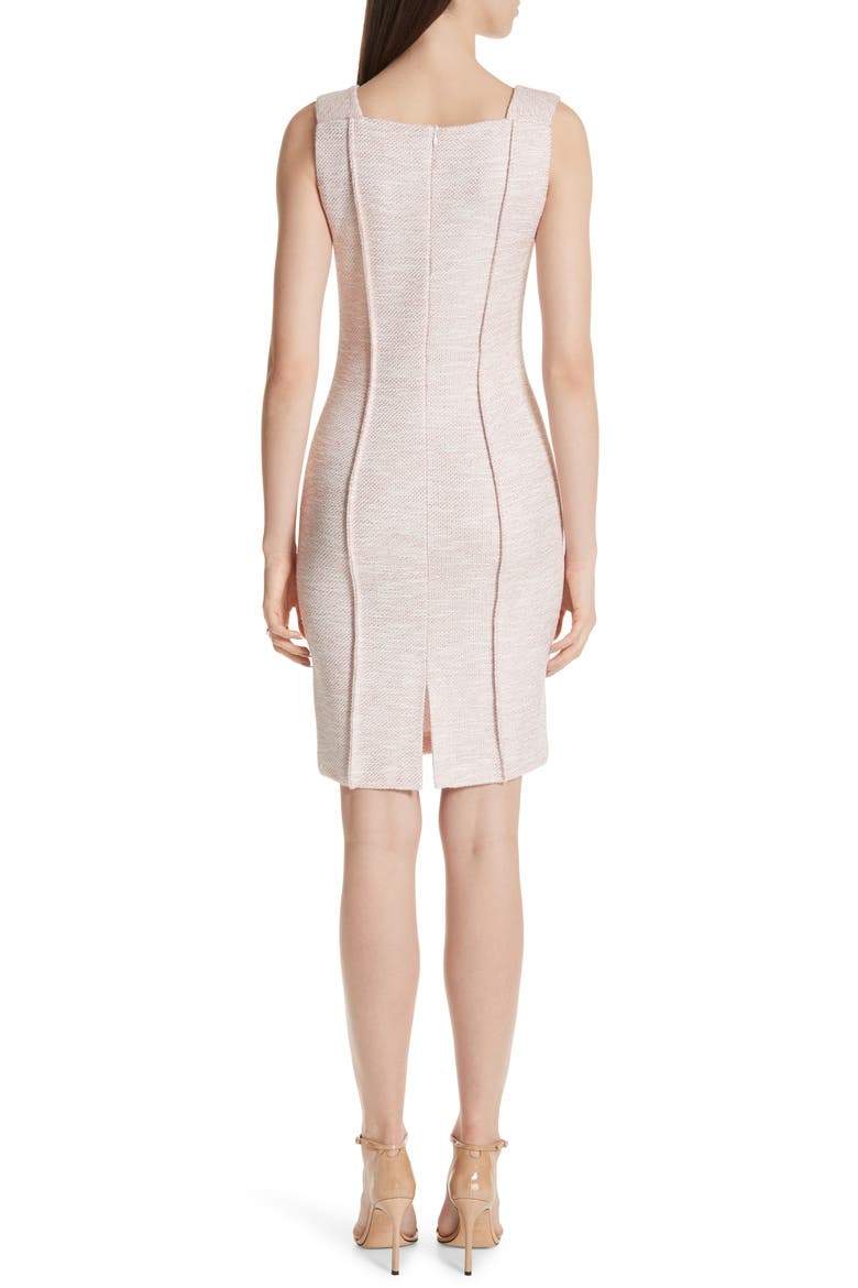 Belinda Knit Square Neck Dress, Alternate, color, WHITE/ CORAL MULTI