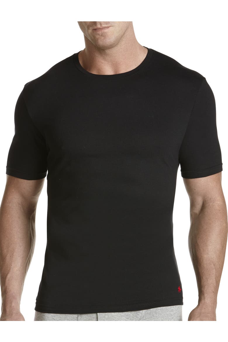 Big & Tall 3-pk Crewneck Undershirts, Main, color, BLACK