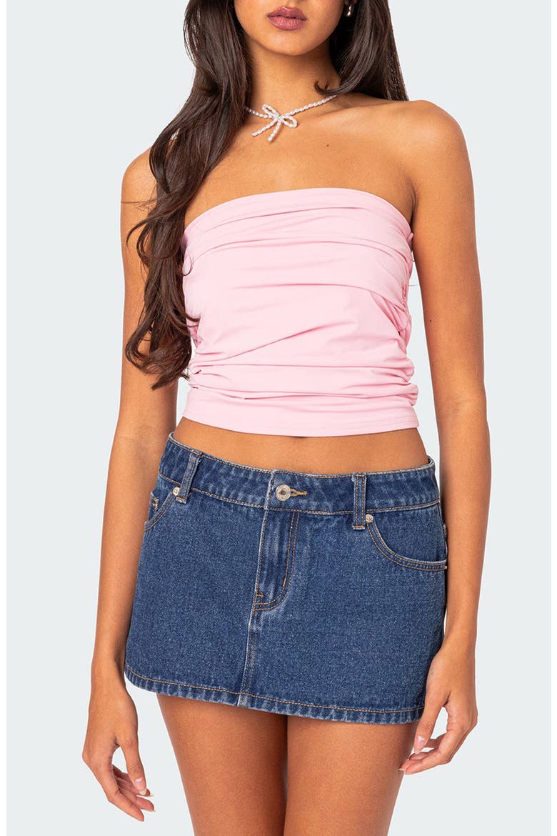Isabella Ruched Strapless Tube Top, Main, color, PINK