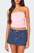 EDIKTED Isabella Ruched Strapless Tube Top