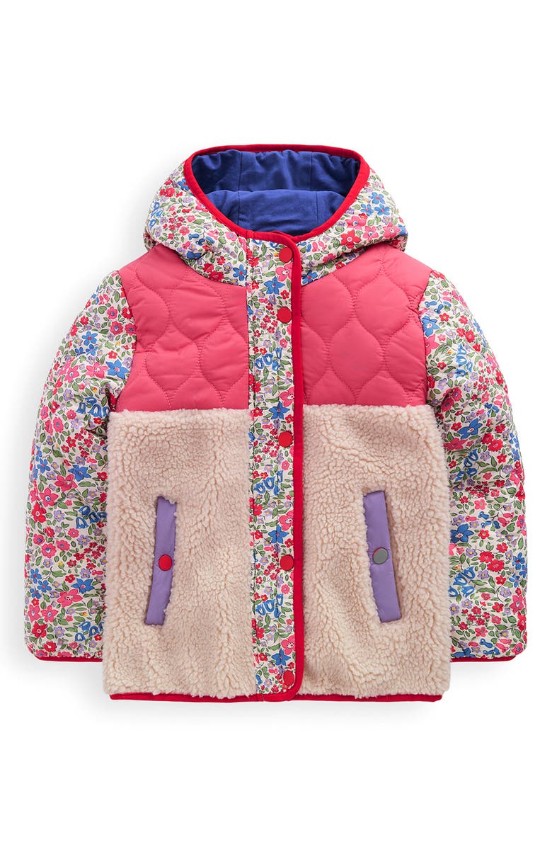 Mini Boden Kids' Mixed Fleece & Quilted Jacket, Main, color, 