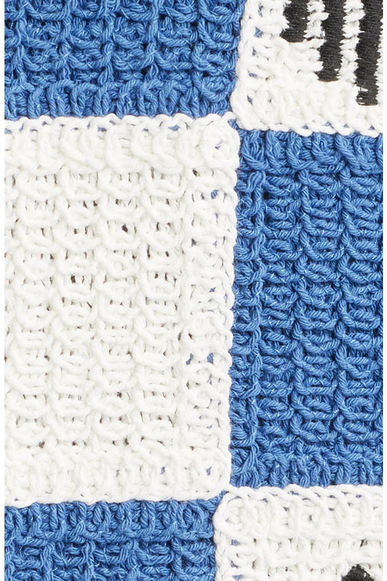 Porto Check Embroidered Cotton Crochet Polo, Alternate, color, ECRU / BLUE
