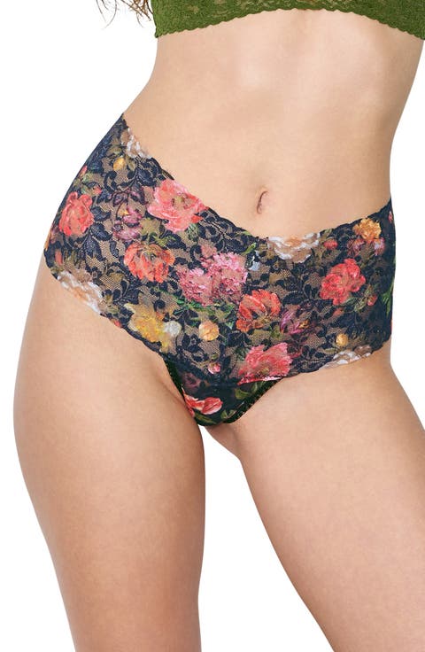 Print High Waist Retro Thong