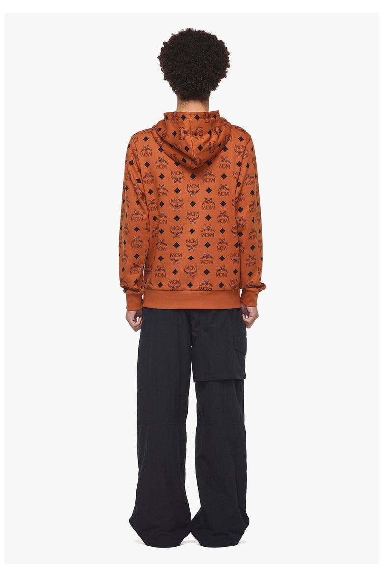 Maxi Monogram Print Hoodie in Organic Cotton, Alternate, color, Cognac