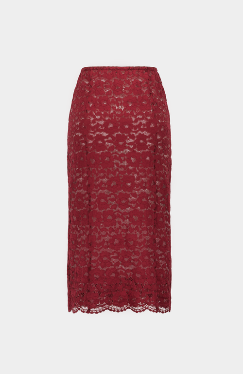 Saemdi Lace Pen Skirt In Red