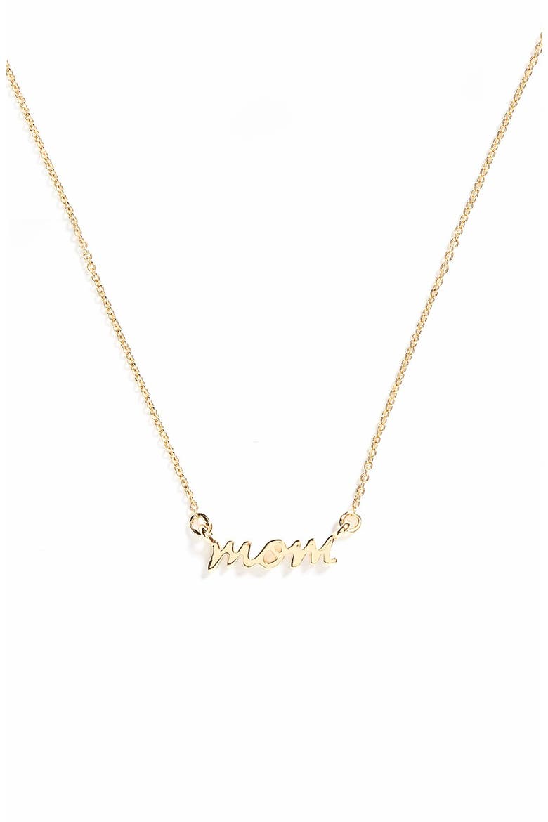 'say yes - mom' pendant necklace, Main, color, GOLD